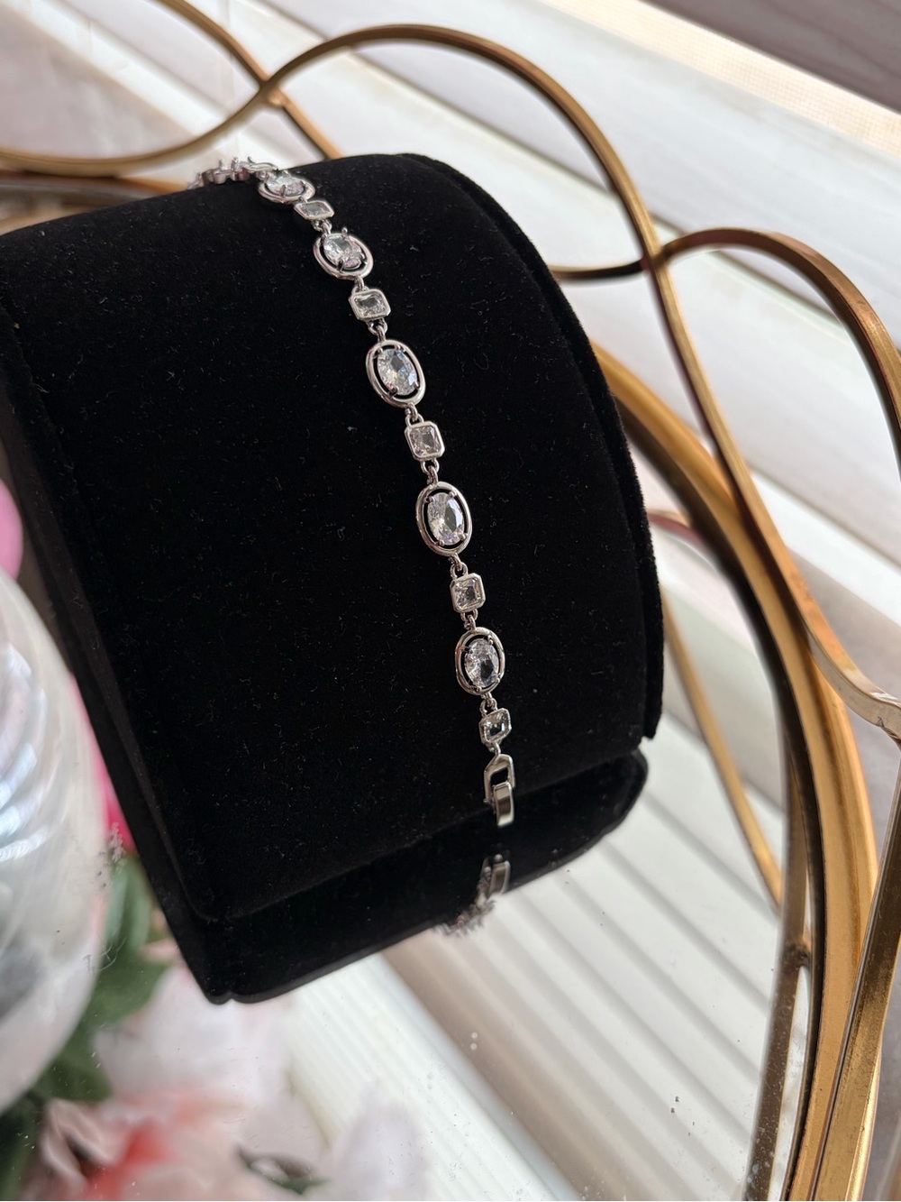 Sterling Silver Oval CZ Tennis Bracelet - Silver